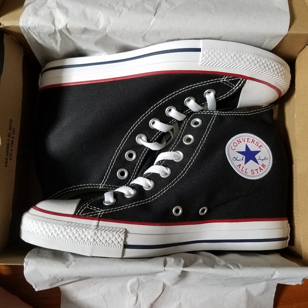 Black converse all star mid sneaker wedges